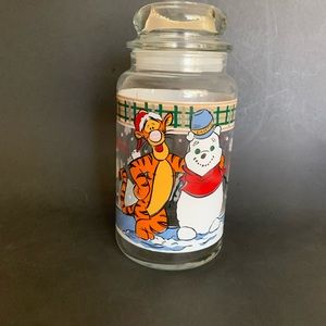Snowman Pooh and Tigger too glass jar with lid FINAL PRICE
